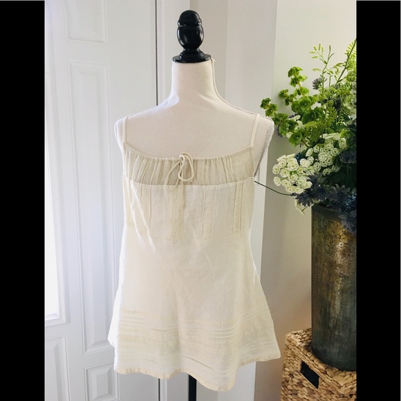 Tops - Delicate 100% Linen Soft Ivory Tank / Camisole